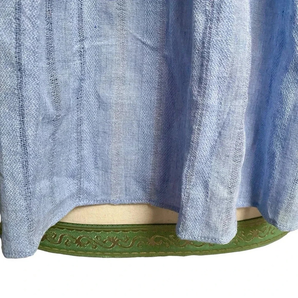 English Factory Blue Pom Pom Tie Top Tiered Sleeve Blouse Size Small - Picture 13 of 16